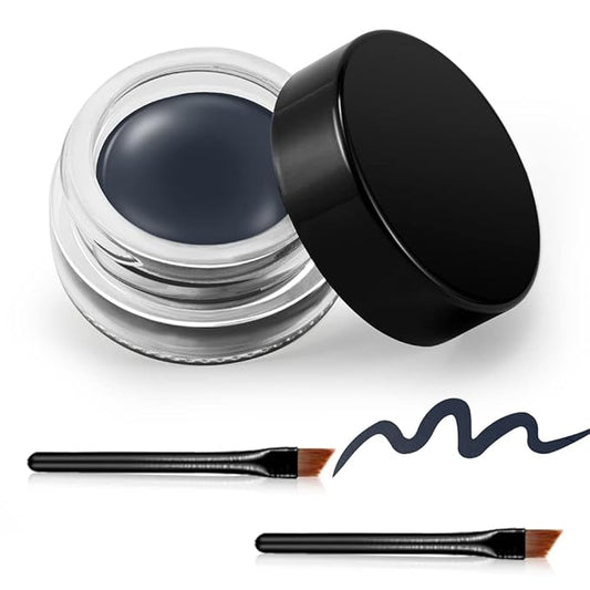 Erinde Dark Gray Gel Eyeliner Waterproof, Long Lasting Eyeliner Gel Pot, Intense Color Smudge-Proof Eye Liner Makeup, Matte Waterline Eye Liner with 2PCS Brushes, 08 Dark Gray