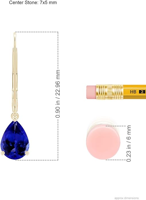 ANGARA Natural Tanzanite Earrings for Women | Solitaire Pear-Shaped Tanzanite Leverback Earrings in 14K Solid Gold/Platinum | December Birthday, Anniversary, Gemstone Jewellery Gift