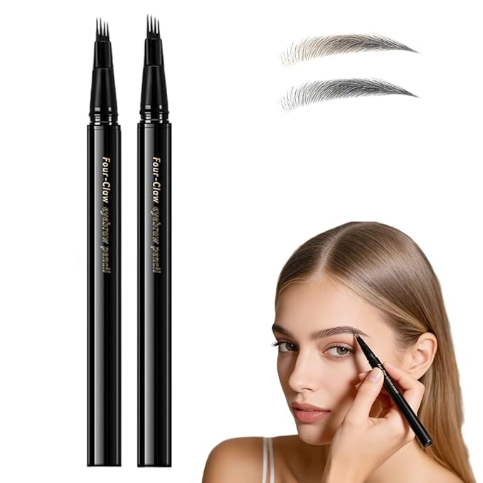 Eyebrow Dye for Men, Waterproof Magic Eyebrow Pencil, Beard Pencil Filler for Men, Waterproof Sweat Proof Long Lasting Eyebrow Makeup for Full, Defined Eyebrows (Brown+Black)