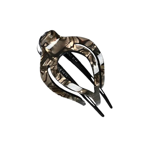 SPEVERT 3.5" Big Heart-Shaped Claw Clips for Women Stylish Curved Duckbill Hair Clips Non-Slip for Secure Alligator Clips (Brown)