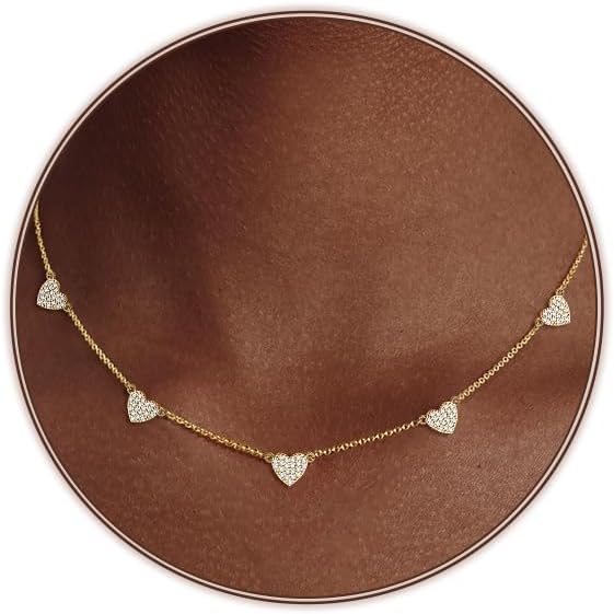 Airmb Cute Heart Necklace for Women Gold/Silver Plated Heart Pendant Choker Necklaces Tendy Love Heart Chain Necklace Dainty Gold/Silver Necklace Jewelry Gifts for Women