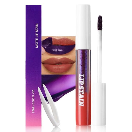 FAFAMOON Neutral Nude Brown Peel Off Lip Stain Tints with Tweezer, Matte Liquid Lipstick Lip Stain Long Lasting Waterproof for Women, Non-stick Cup Lipstick Peel Off High Pigmented Smudge-proof, 04#