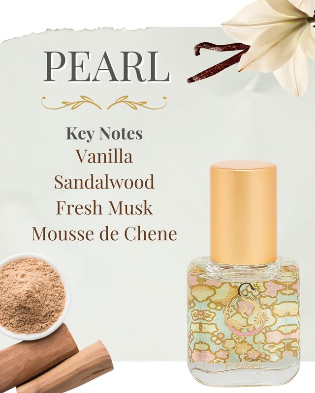 The Sage Lifestyle Pearl Roll On, Oil, Extract, Vanilla Perfume, Sandalwood, Vanilla Musk, Perfume for Women, Long Lasting, Clean, Soft Skin Fragrance, Artisan, Gourmand, 1/4 oz, Travel Size Parfum