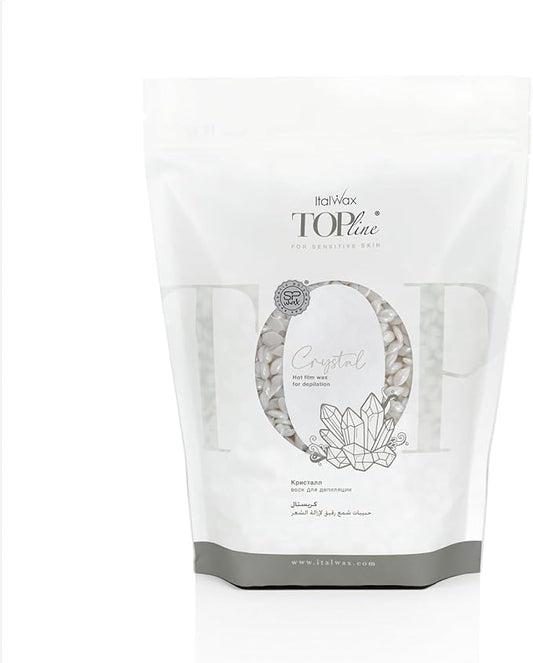 Italwax Top Line Crystal - 750g / 1.65lb - Hard wax beads for hair removal - Unscented - Synthetic formulation ideal for sensitive skins - Recommended for Bikini Area and Armpits