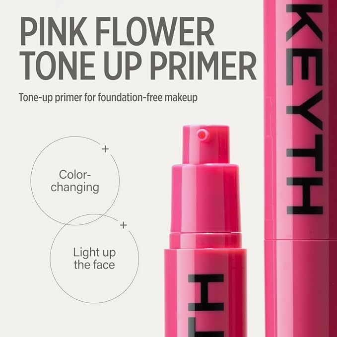 KEYTH PINK FLOWER TONE UP PRIMER #01 (20ML, 0.67 FL.OZ.) / Color-changing Capsules, Tone Care, Luminous&Radiant Finish, Skin Conditioning, Blemish Cover, Enhancing makeup (01)