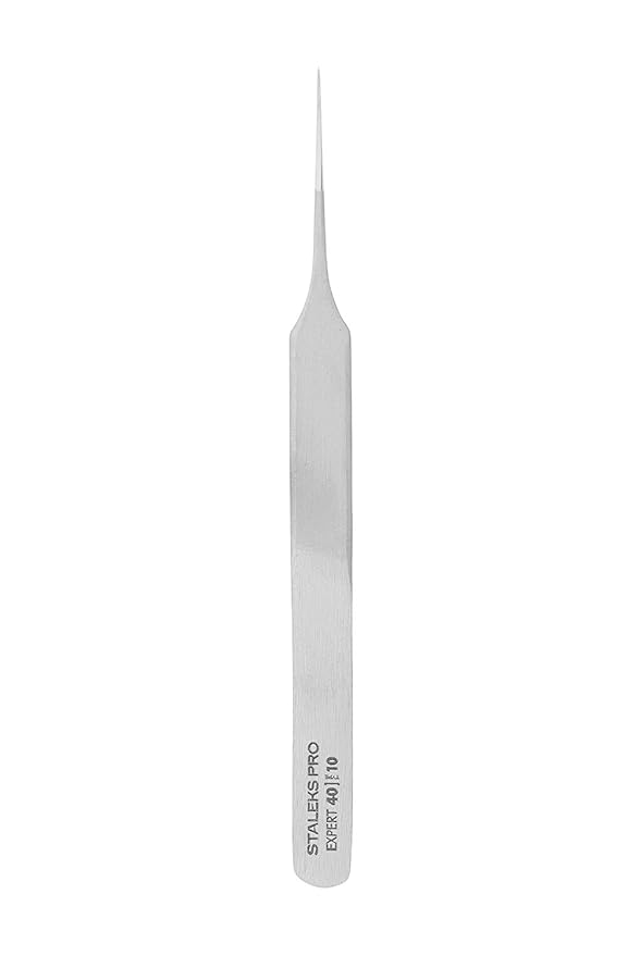 Staleks Pro Professional Eyelash Tweezers EXPERT 40 Type 10 – Straight Tip – Stainless Steel – For Classic Eyelash Separation
