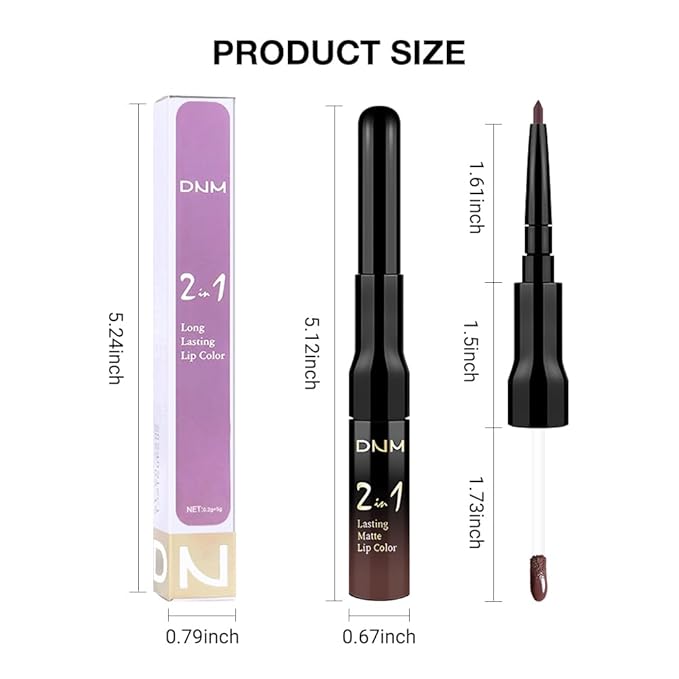 Kaely 2-in-1 Matte Lipstick and Lip Liner, Liquid Lip Stain Makeup for women Long Lasting Waterproof Smudge Proof, labiales matte mate larga duracion listip 24 hours originales, 04 Deep Brown