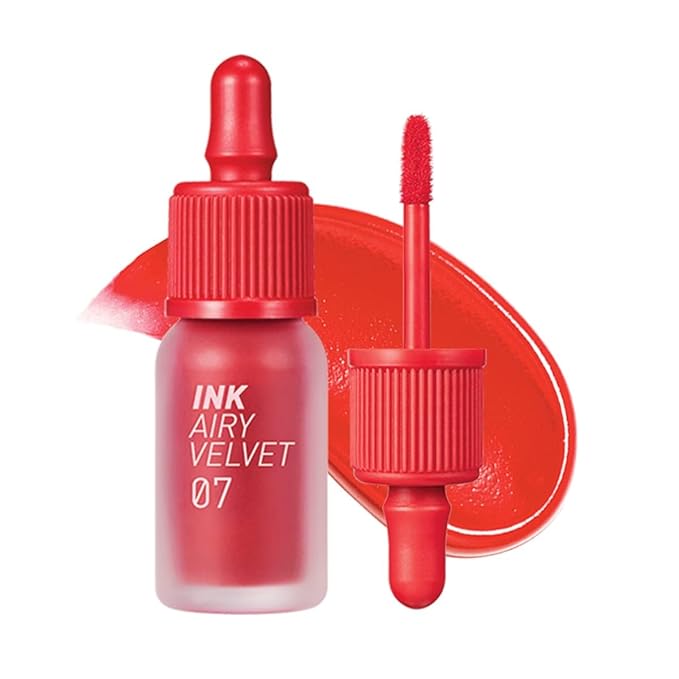 Peripera Ink Airy Velvet Lip Tint | High-Pigmentation, Lightweight, Soft, Moisturizing (007 HEART GRAPEFRUIT)