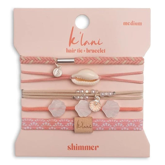 K'lani Hair Tie Bracelets for Women - Elastic Hair Bands That Double as Stylish Jewelry - Shimmer - Large