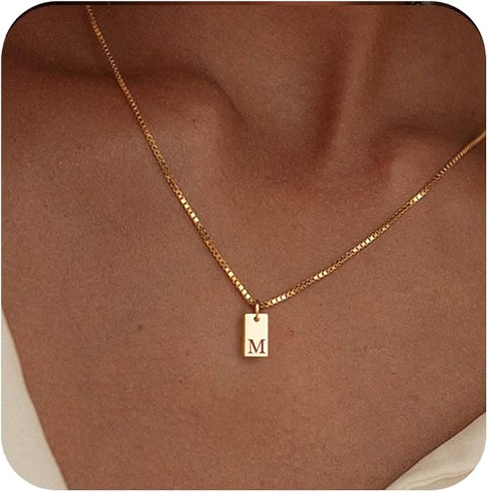 Initial Necklaces for Women 14K Gold Plated Letter Necklace Dainty Name Pendant Necklace Personalized Christmas Gifts for Women Trendy Gold Jewelry