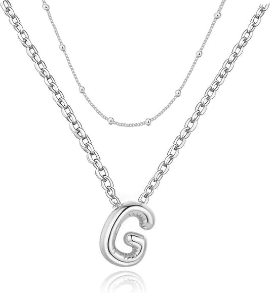 PANSHI Gold Initial Necklaces Gifts for Teen Girls Women Girlfriend Teen Girl Gifts Trendy Stuff Layered Bubble Letter Necklace Gold Jewelry Birthday Gift