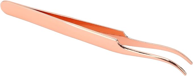 Eyelash Applicator Tool DIY Rose Gold Curved Lash Tweezer for Easy Lashes Application and Removal