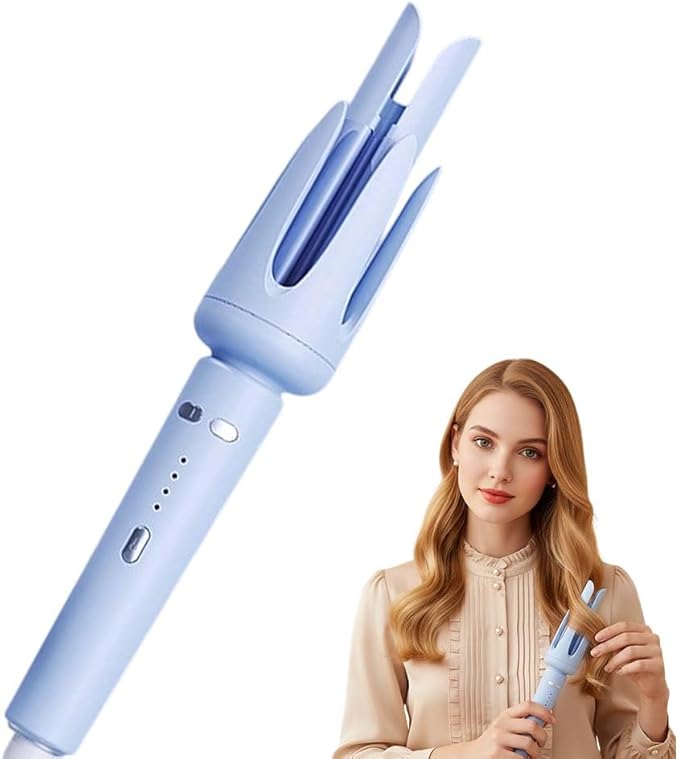 Fully Automatic Lazy Curling Stick,2026 New Electric Rotary Curler,32mm Rotating Curling Iron with 3 Temperatures,Fast Heating Curler Tongs Anti-Scald Hair Wand Gift for Long Hair (Light Blue)