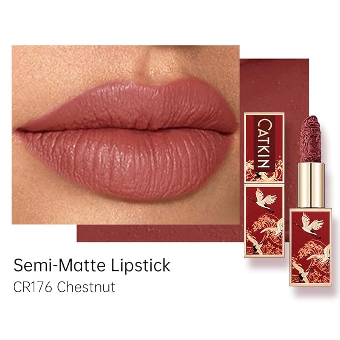 Catkin Semi-Matte Lipstick Hydrating High Impact Color Infused with Vitamin E and Avocado Oil Smooth Soft Texture Long Lasting Matte Finish 176