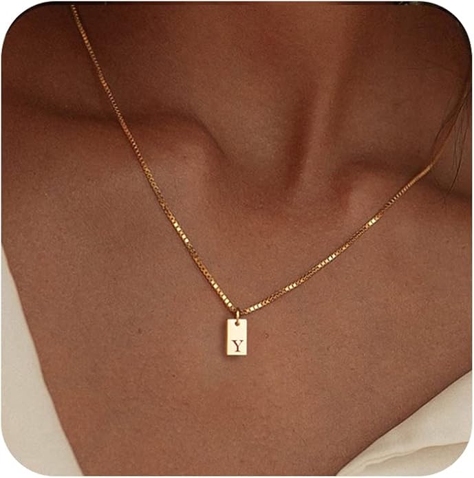 Initial Necklaces for Women 14K Gold Plated Letter Necklace Dainty Name Pendant Necklace Personalized Christmas Gifts for Women Trendy Gold Jewelry