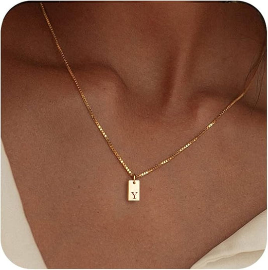 Initial Necklaces for Women 14K Gold Plated Letter Necklace Dainty Name Pendant Necklace Personalized Christmas Gifts for Women Trendy Gold Jewelry