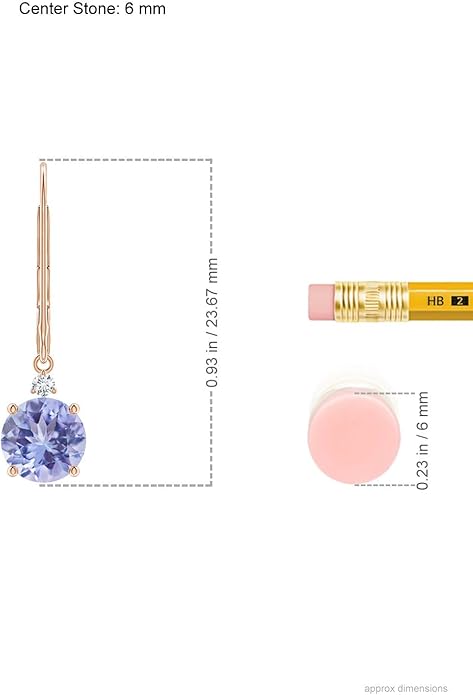 ANGARA Natural Tanzanite Earrings for Women | Tanzanite and Diamond Leverback Drop Earrings in 14K Solid Gold/Platinum | December Birthday, Anniversary, Gemstone Jewellery Gift