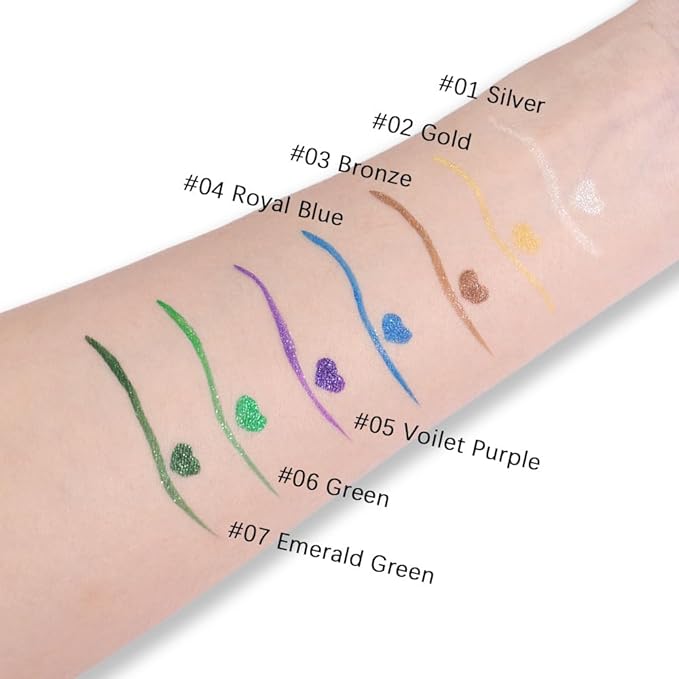evpct 1Pcs Emerald Dark Green Glitter Shimmer Liquid Eyeliner Eye Shadow Makeup Pencil, Green Face Body Glitter Fake Eyelashes Lashes Mascara Accessories, Sparkle Metallic Colored Eyeliner Waterproof