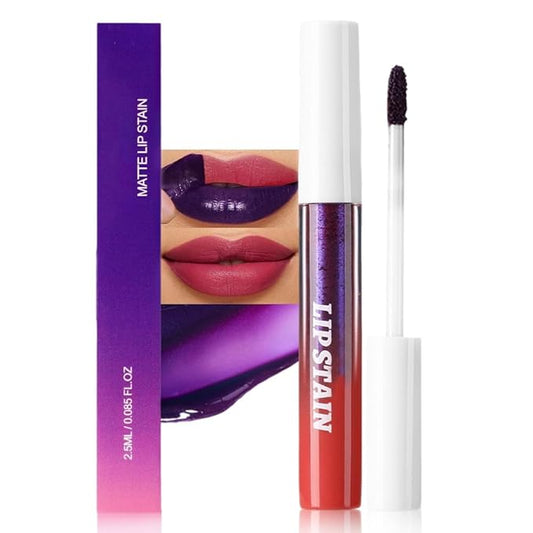 evpct Mauve Red Peel Off Lip Stain Tints, Matte Liquid Lipstick Lip Stain Long Lasting Waterproof for Women, Non-stick Cup Lipstick Peel Off Highly Pigmented Not Faded Smudge-proof Easy to Apply, 02#