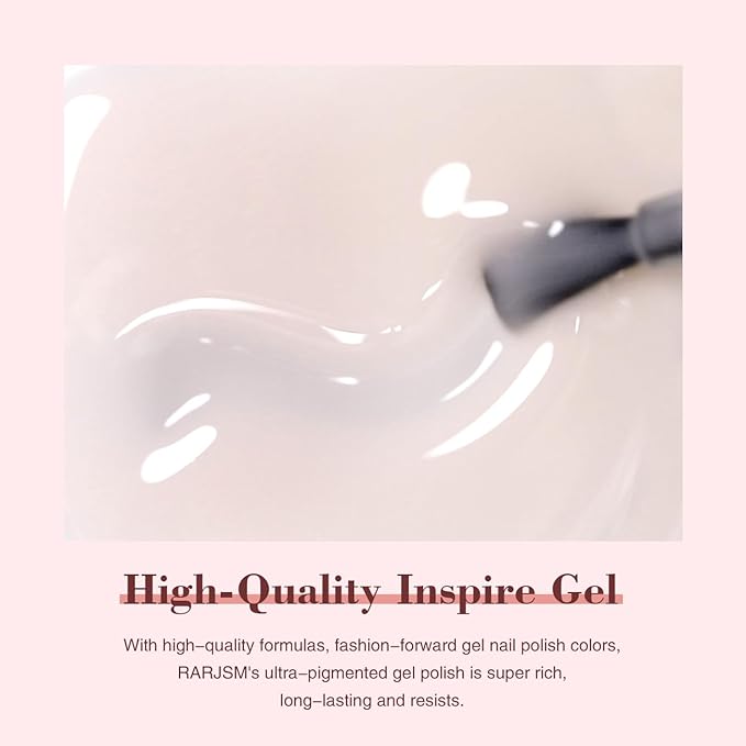 RARJSM Nude Gel Nail Polish Pale Pink White Neutral Color Skin Tone Gel Polish 15ml Single Bottle Transparent Sheer Jelly Pink Nail Gel Polish Soak off UV LED Cured for Home Salon DIY Manicure