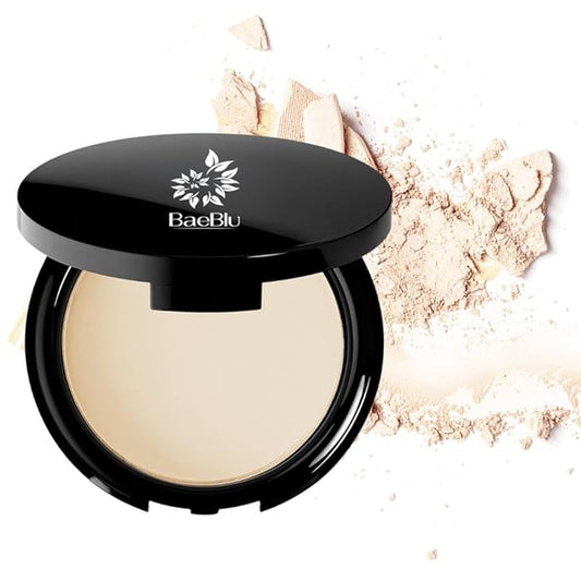 Organic Pressed Setting Powder - Talc-Free & Non-Toxic Translucent Powder with Matte Finish - Oil Absorbing, Pore Minimizing, 16 Hour Wear for All Skin Types - Cruelty & Gluten-Free - Invisible Light
