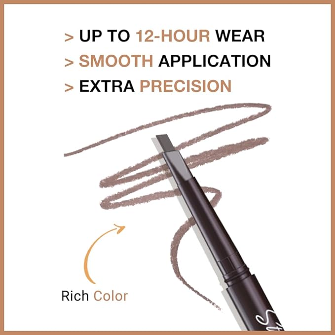 12 Pcs Ultimate Eyebrow Retractable Definer Pencils,Dual-Sided Natural Soft Textured Eyebrow Pencil, for Daily Look Eyebrow Makeup,Brow Brush,Fine Tip (12Pcs-Medium Brown-Retractable Triangle)
