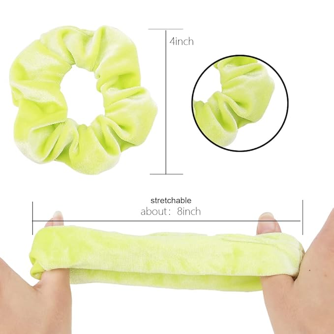 Didder 20 Pcs Light Green Velvet Scrunchies, Soft Elastic Hair Ties for Women Girls, Hair Accessories
