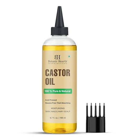 Botanic Hearth Hair Oil for Hair Growth & Hair Relaxer | Strengthening Dry, Frizzy, Damaged Hair & Scalp Treatment | Castor Hair Oil – 6.7 Fl Oz