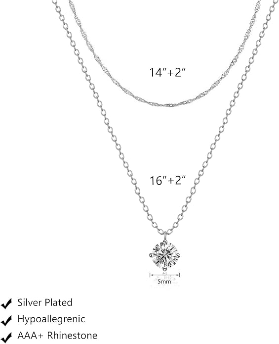 Luxval Diamond Pendant Gold Necklace for Women，Dainty 18k Gold Plated Choker Necklaces Simple Gold Jewelry Gifts for Women Girls