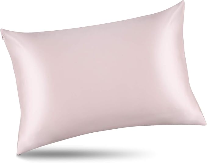 ALASKA BEAR Silk Pillowcase for Hair and Skin, Set of 2 Pure Genuine 22 Momme Mulberry Silk Pillow Cases Queen Size for Bliss Sleep Better Than Poly Satin, Zipper Closure(2pc, Pink)