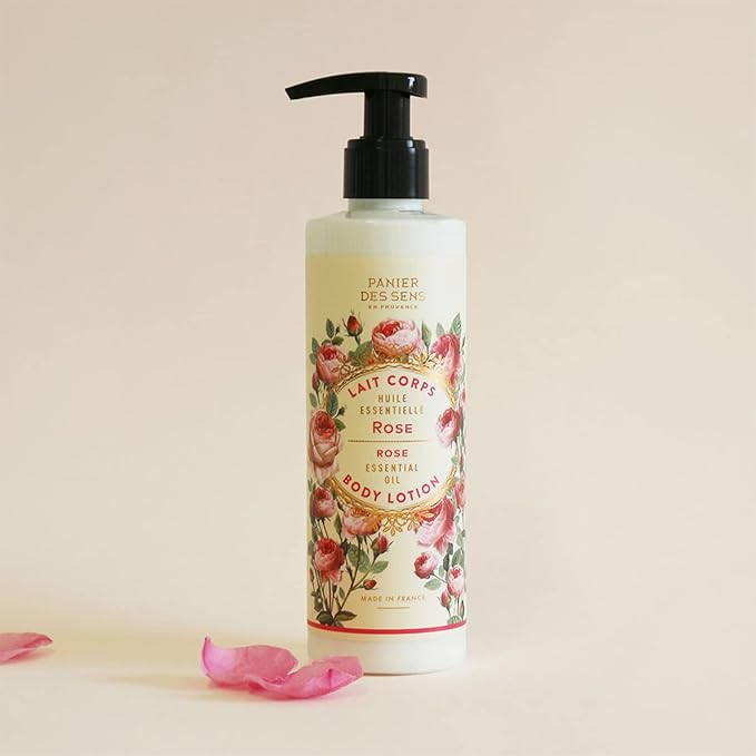 Panier des Sens – Rose Hand & Body Lotion for Dry Skin - Hydrating Body Cream for Women - Nourishing Fluid Body Moisturizer Shea Butter & Olive Oil - 97% Natural Ingredients Body Care - 8.45 Floz
