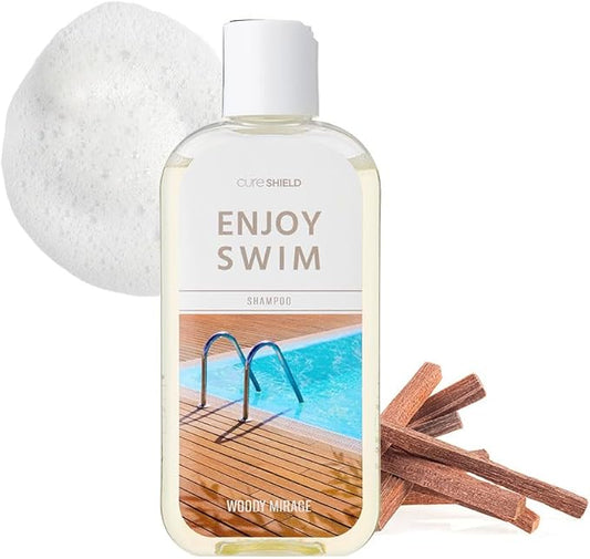 CURESHIELD Enjoy Swim Chlorine Removal & Hard Water Treatment Moisturizing Body Wash, Hydrates & Restores Skin, 6.78 Ounce, 200ml (Woody Mirage)