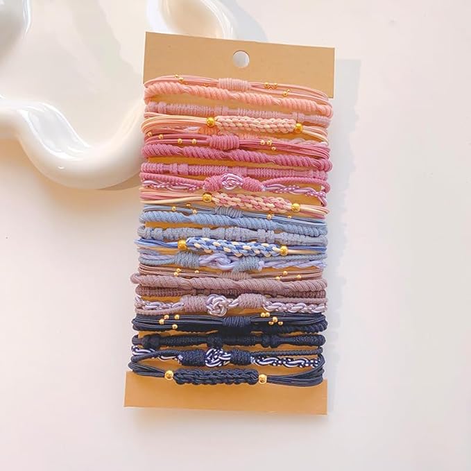 Multistyle Hair Ties Set: Gentle High Elasticity Ponytail Scrunchie Bracelet for Women (23-Heart Buckle K-Style Set:25, One Size)