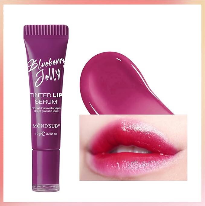 MOND'SUB Blueberry Jelly Tinted Lip Serum: Tinted Lip Balm & Lip Gloss for Women, Lip Oil-Infused Lip Balm Remedy
