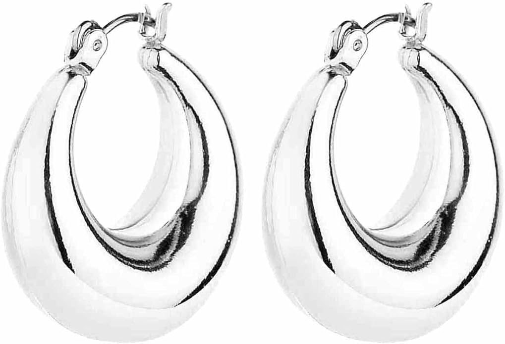 HILXURY Gold Chunky Hoop Earrings Set for Women, 14K Gold Plated Twisted Huggie Hoop Earring Hypoallergenic, Thick Open Hoops Set Lightweight