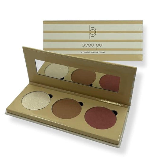 Cosmetics On The Go Blush, Bronzer & Highlighter Palette Makeup for Cheeks Face Blushes Bronzer Powder Highlighter Palette Travel Compact Womens Makeup for Girls Cruelty Free USA Compact Glow