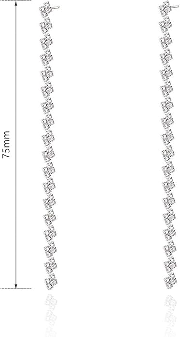 HERIER Rhinestone Earrings Dangling for Women Chandelier Statement Tassel Earrings Girls Silver Sparkly Drop Cubic Zirconia Crystal Earrings Long Dangle Costume Jewelry