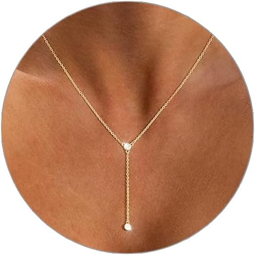 Luxval Diamond Pendant Gold Necklace for Women，Dainty 18k Gold Plated Choker Necklaces Simple Gold Jewelry Gifts for Women Girls
