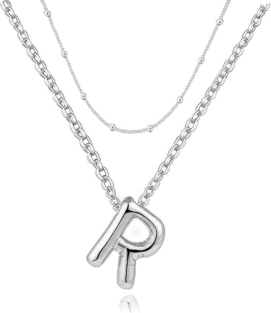 PANSHI Gold Initial Necklaces Gifts for Teen Girls Women Girlfriend Teen Girl Gifts Trendy Stuff Layered Bubble Letter Necklace Gold Jewelry Birthday Gift