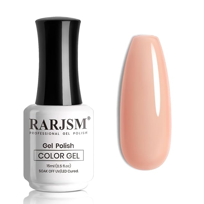 RARJSM Gel Nail Polish Neutral Nude Pink Skin Tone Color Sheer Jelly Gel Polish 1PC 15ml Single Bottle Cream Transparent Pink Nail GelPolish Soak off UV LED Cured for Home Salon DIY Manicure