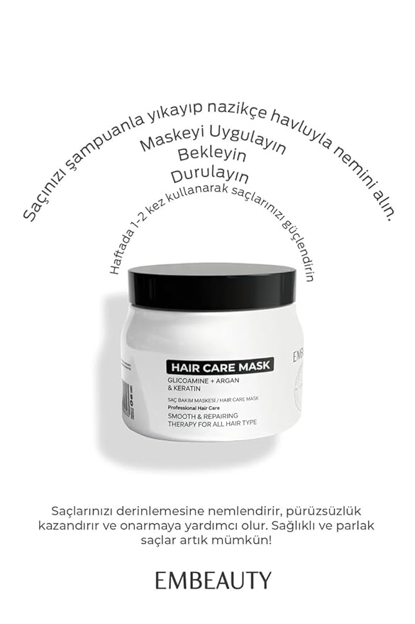 EMBEAUTY Intensive Keratin Deep Repair Hair Mask – Nourishing & Strengthening Formula for Dry, Damaged and Dull Hair, Moisture-Rich Softening Care, Suitable for All Hair Types 500 ml / 16.91 fl oz