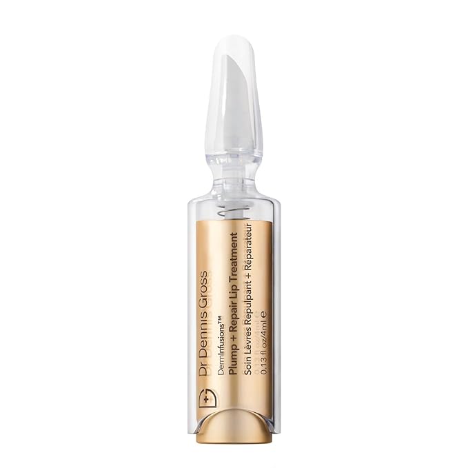 Dr Dennis Gross DermInfusions Plump + Repair Tinted Lip Treatment, Clear - Visibly Plumps & Defines Lips with Hyaluronic Acid & Peptides - Repairs Moisture Barrier - 4 mL