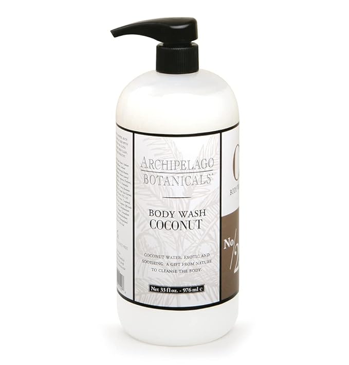 Archipelago Botanicals Coconut Body Wash, Decadent and Nourishing Daily Wash, Protected and Moisturized Skin, Free from Parabens, Phthalates and GMOs (33 oz)