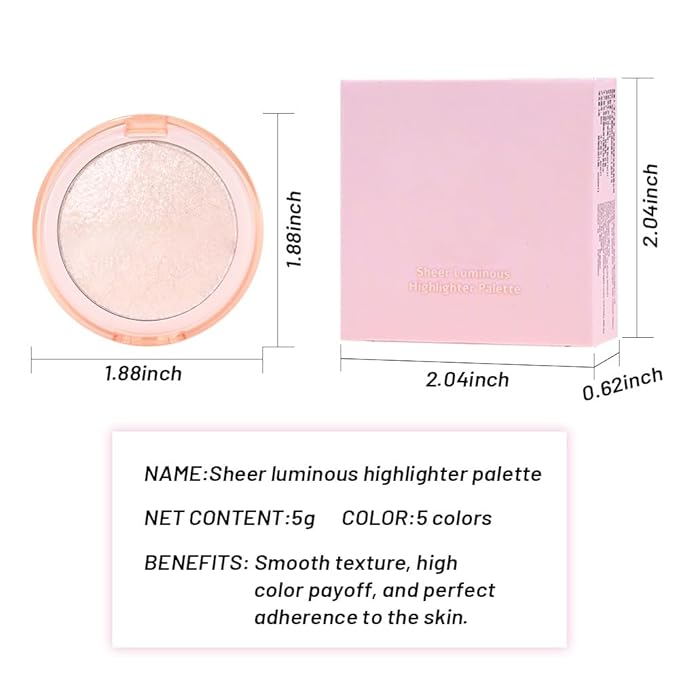 Highlighter Makeup Palette for Blush,Contour,Shadow,Face or Eye Makeup, Shimmer Glow, Creamy Mousse Pressed Powder, Intensely Pigmented, Glitter Sparkling (B03-01# Silver Pearl)