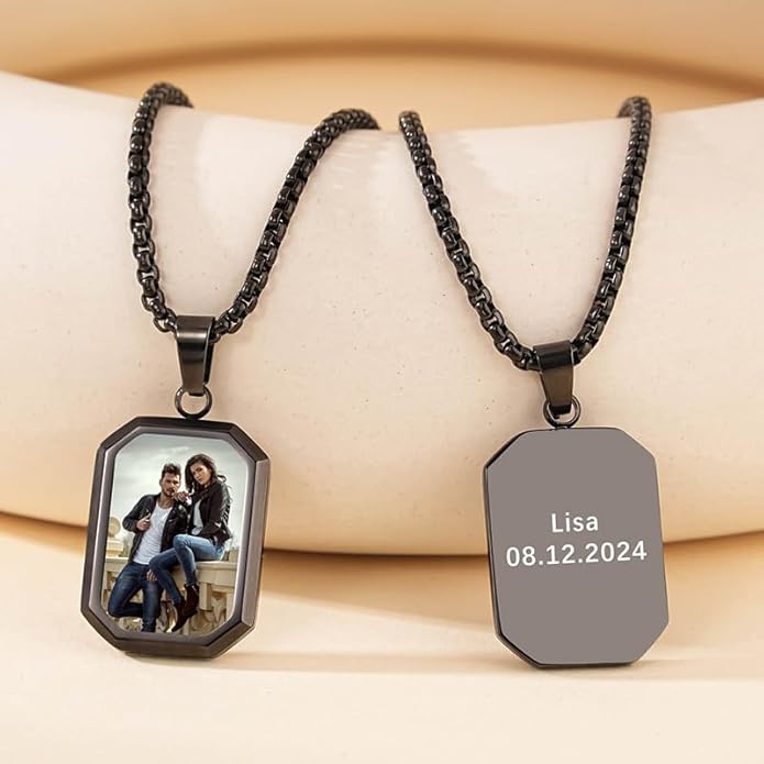 CLYLIFE Picture Necklace Personalized Photo,Custom Disc/Heart Pendant for Men Women Dad Mom Customized Necklace with Chain Photos Memorial Gifts for Mother's Day, Birthday, Anniversary