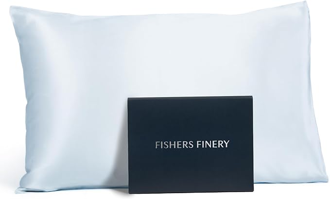Fishers Finery 19mm 100% Pure Mulberry Silk Pillowcase, Quality Tested (Blue, Q)