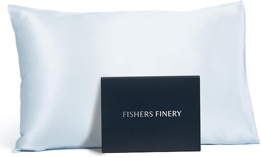 Fishers Finery 19mm 100% Pure Mulberry Silk Pillowcase, Quality Tested (Blue, Q)