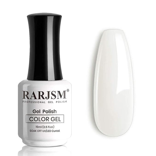 RARJSM Milky White Gel Polish, 15ML French White Nail Art Manicure Varnish LED UV Translucent Gel Nail Polish Soak Off Clear Nail Gel Sheer White Gel Polish