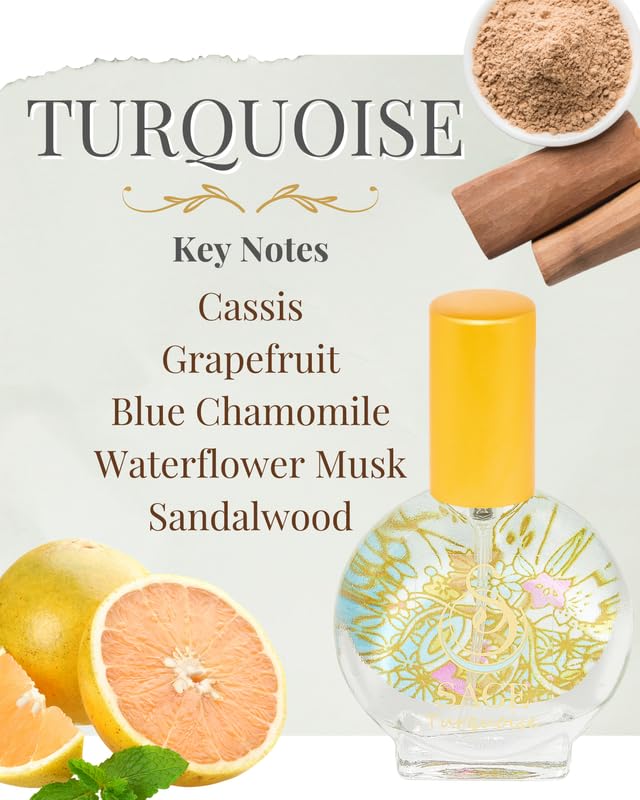 The Sage Lifestyle Turquoise Mini Spray, Grapefruit, Sandalwood, White Musk, Perfume for Women, Long Lasting, Clean Fragrance, Artisan, Summer Beach, Parfum, 1/2oz, Travel Size, Mini Perfume for Women