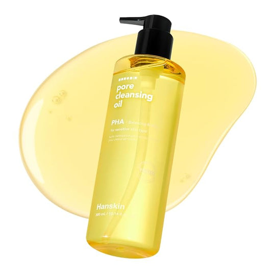 Hanskin Pore Cleansing Oil, Oil Cleanser for Face, Makeup Blackhead Sebum Remover, Korean Deep Pore Cleanser for Sensitive Skin [PHA] (10.14 oz)